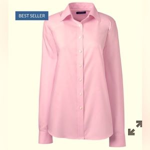Land’s End Pinpoint Oxford Ice Pink Long Sleeve Oxford Size 10